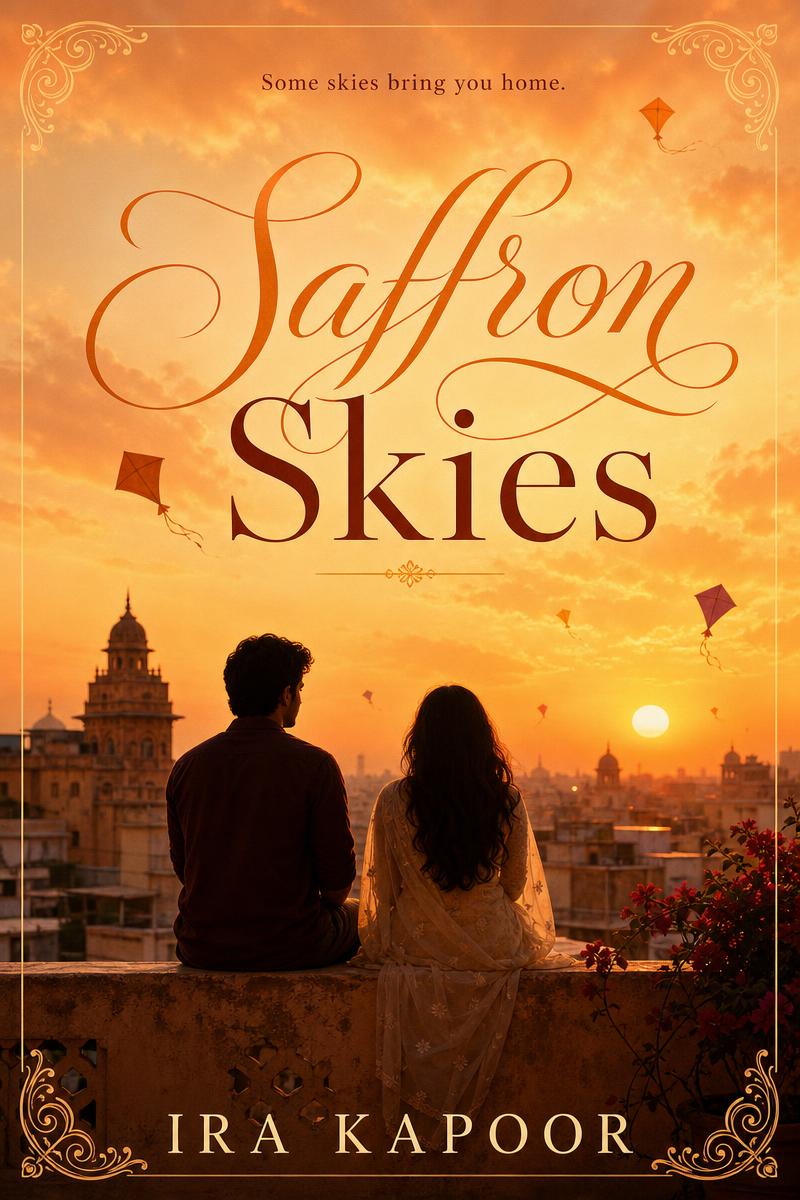 Saffron Skies novel cover by Ira Kapoor