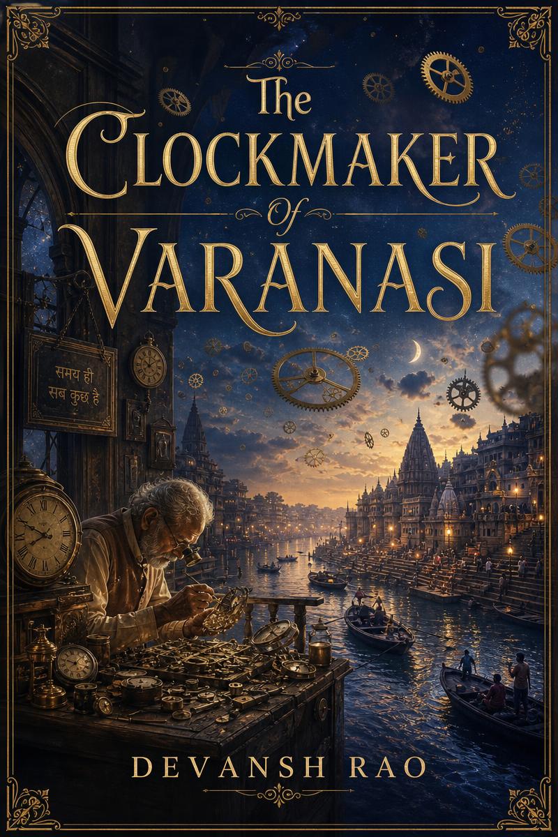 The Clockmaker Of Varanasi novel cover by Devansh Rao
