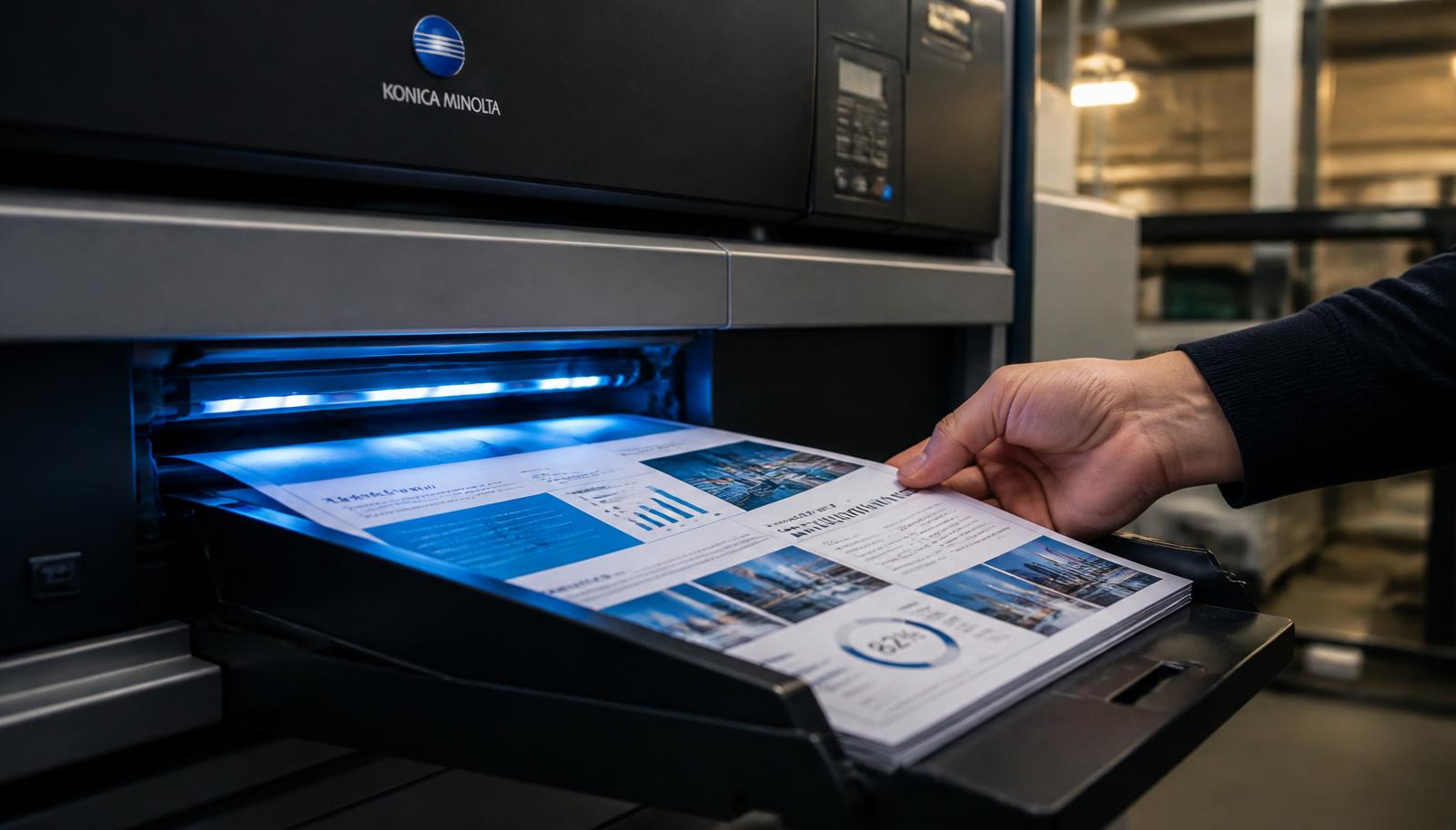 Commercial printing machine producing document printouts at PrintoutRajan.shop New Delhi